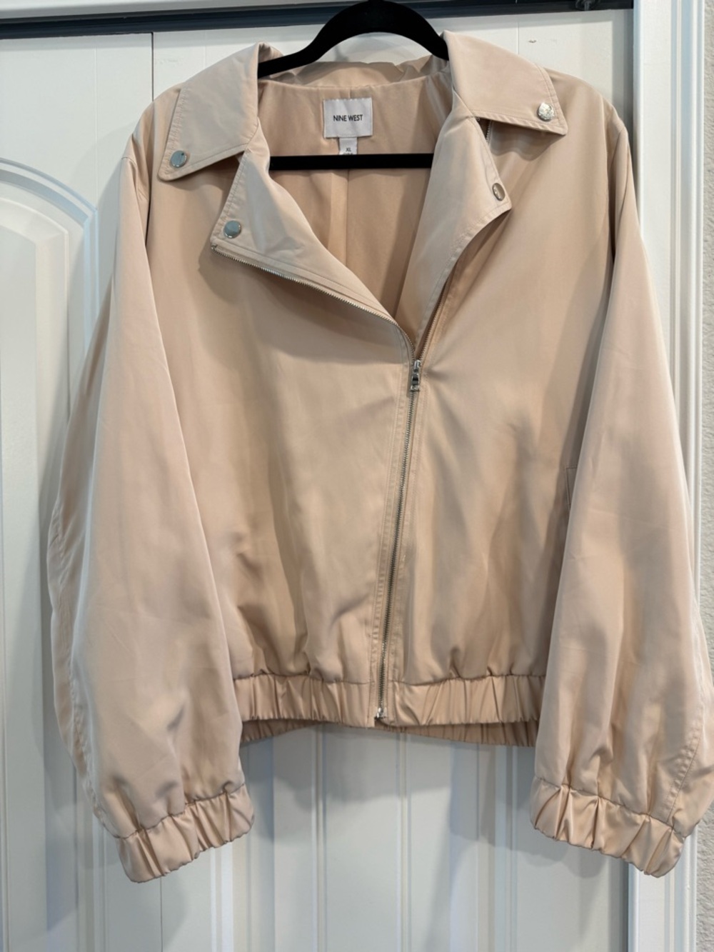 Nine West Light Beige Bomber Zip Jacket